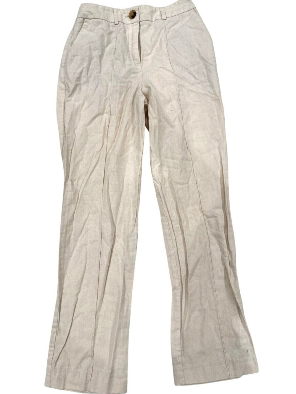 ASOS Design Linen Blend Light Pink High-Waisted Pants UK 2 EU 30 US 00 Petite